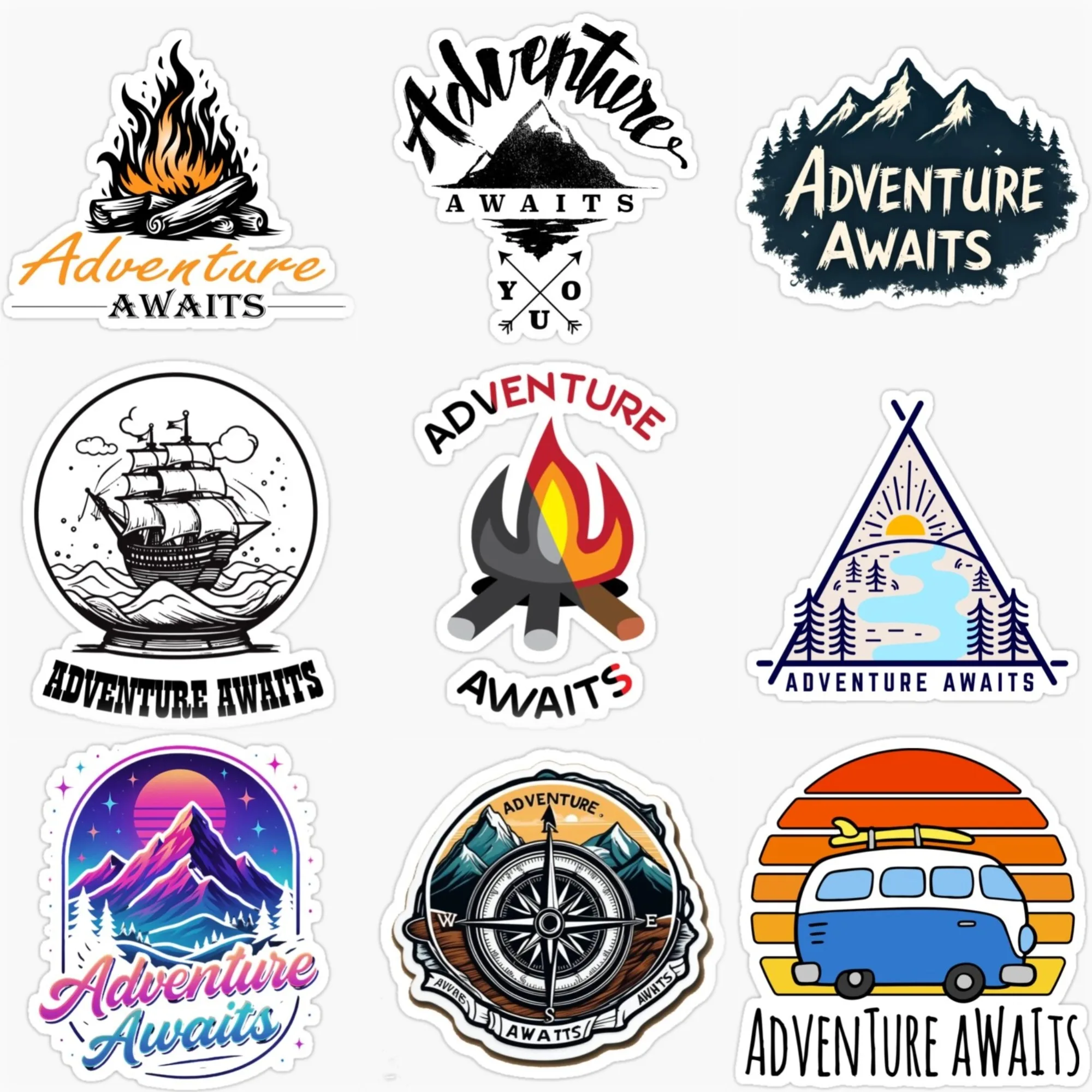 Travel Van Accessories - Adventure Awaits Travel Camping Car Stickers