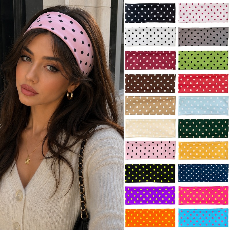 Travel Accessories Needed - 2Pc Polka Dot Elastic Headband Soft