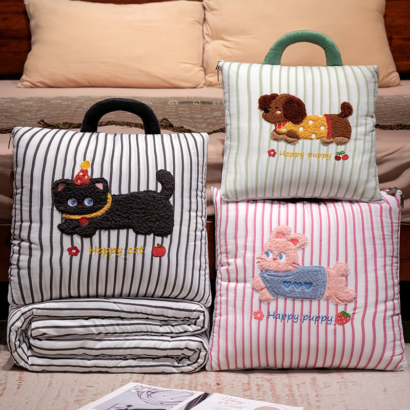 Cartoon Striped Pillow Blanket - огляд і ціна Travel Accessories Gifts