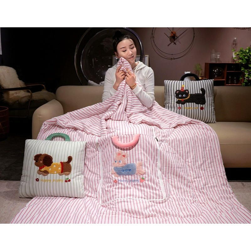 Cartoon Striped Pillow Blanket - огляд і ціна Travel Accessories Gifts